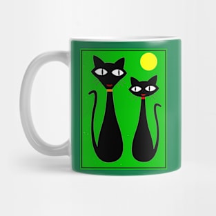 Cat Couple Abstract Whimsical Surreal Print Mug